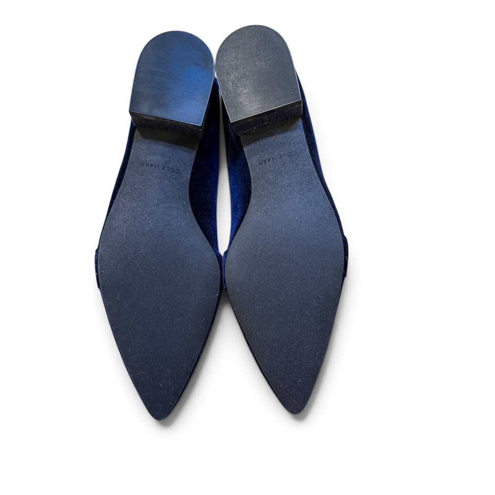 NWOB Cole Haan Marlee Skimmer Loafers Women 11B Navy Velvet Glitter Heel Preppy - Picture 4 of 11
